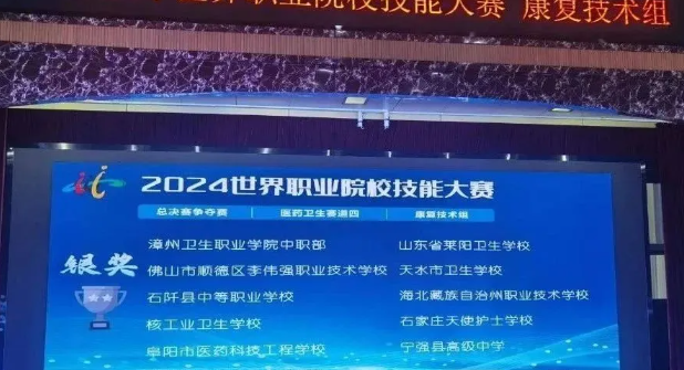 石家莊天使護(hù)士學(xué)校獲得“2024年世界職業(yè)院校技能大賽總決賽——康復(fù)技術(shù)（賽項(xiàng)）”銀獎(jiǎng)